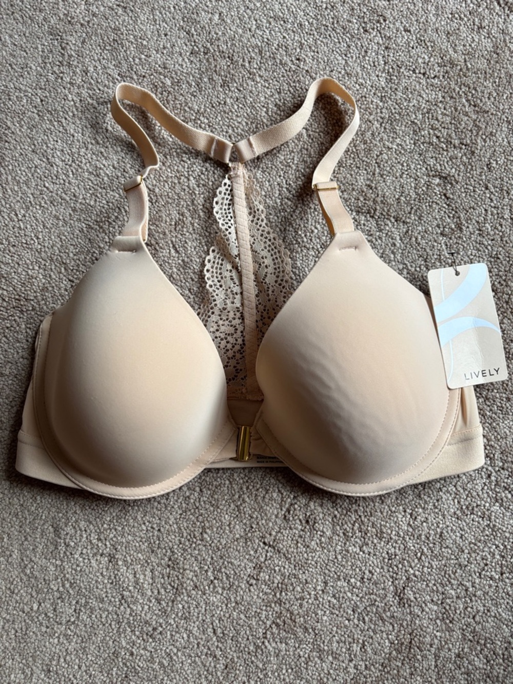 Lively Lace-Back T-Shirt Bra in Nude/Beige